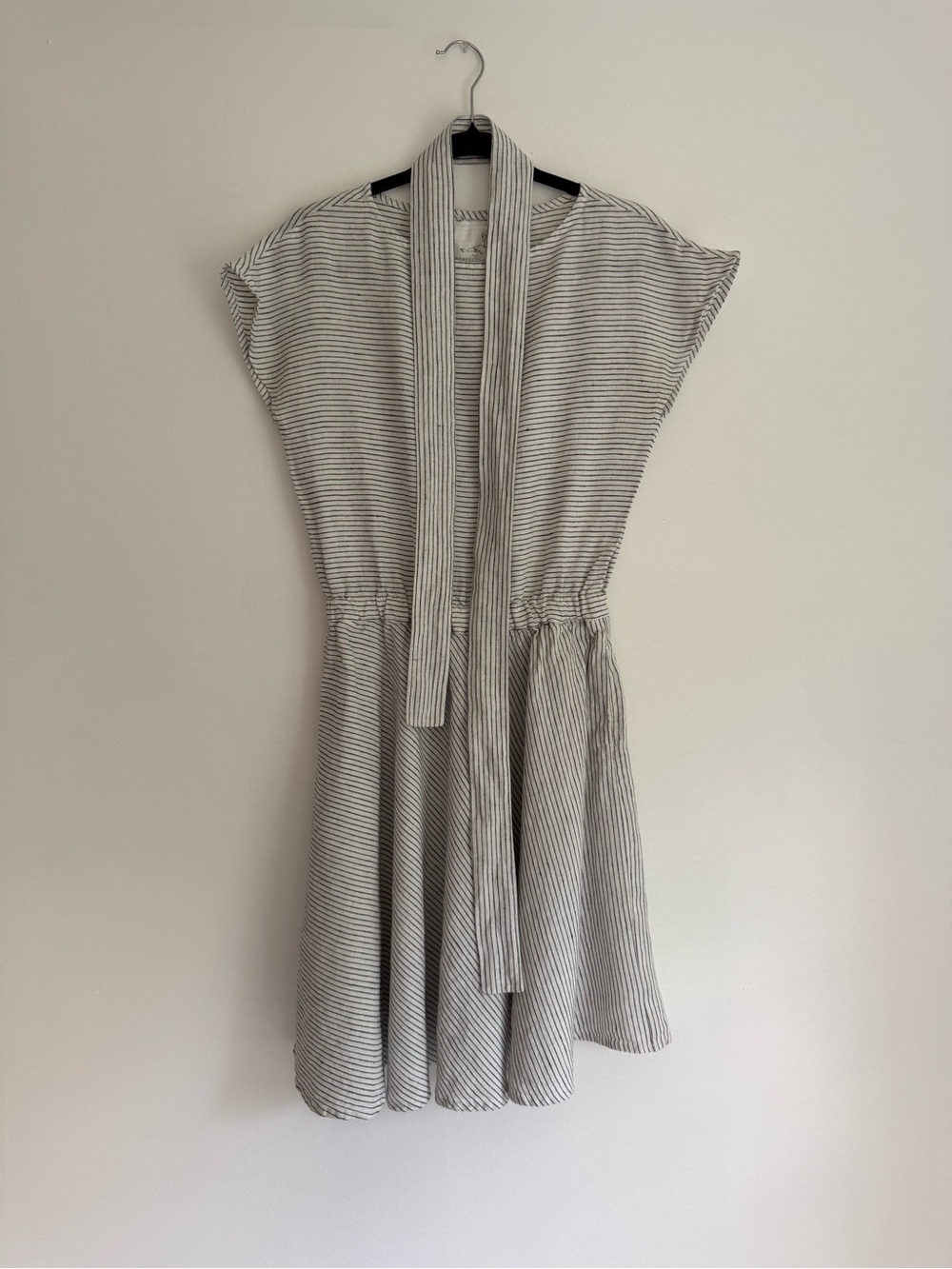 notPERFECTLINEN Women Size S Striped Boat Neck Midi Dress 100% Linen